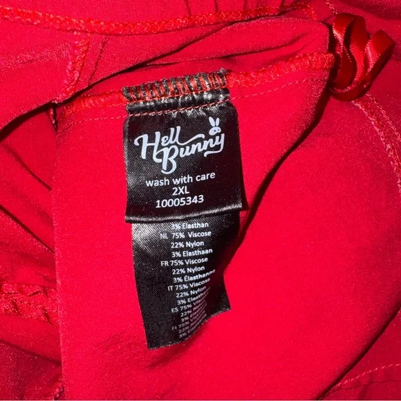 🔥 Hell Bunny Red Cigarette Pants 2XL UK 18 Rockabilly Pinup Goth - Picture 7 of 8